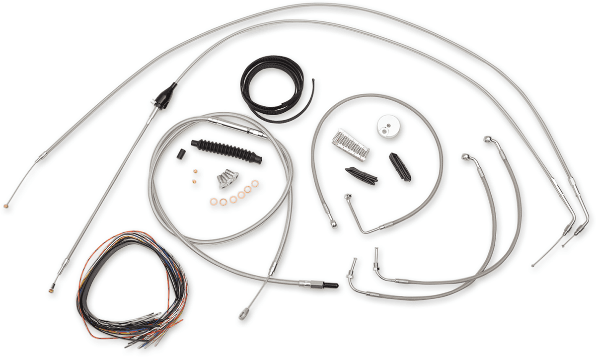 Complete Stainless Braided Handlebar Cable/Brake Line Kit — Cable Kit