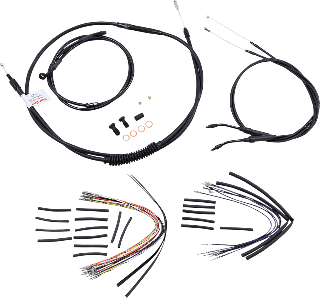 Complete Black Vinyl Handlebar Cable/Line Kit for Ape Hanger Handlebars