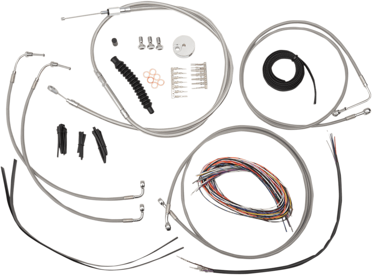 Complete Stainless Braided Handlebar Cable/Brake Line Kit — Cable Kit