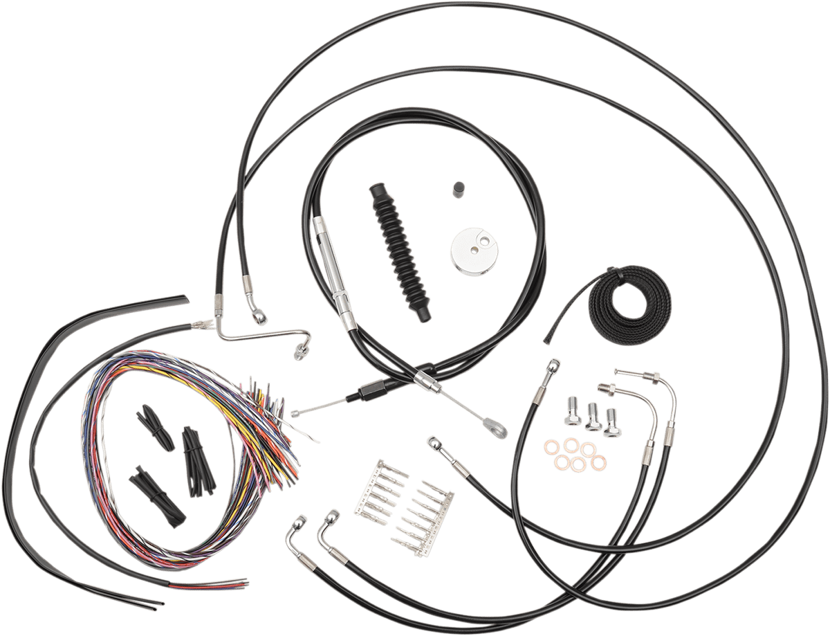 Complete Black Vinyl Braided Handlebar Cable/Brake Line Kit