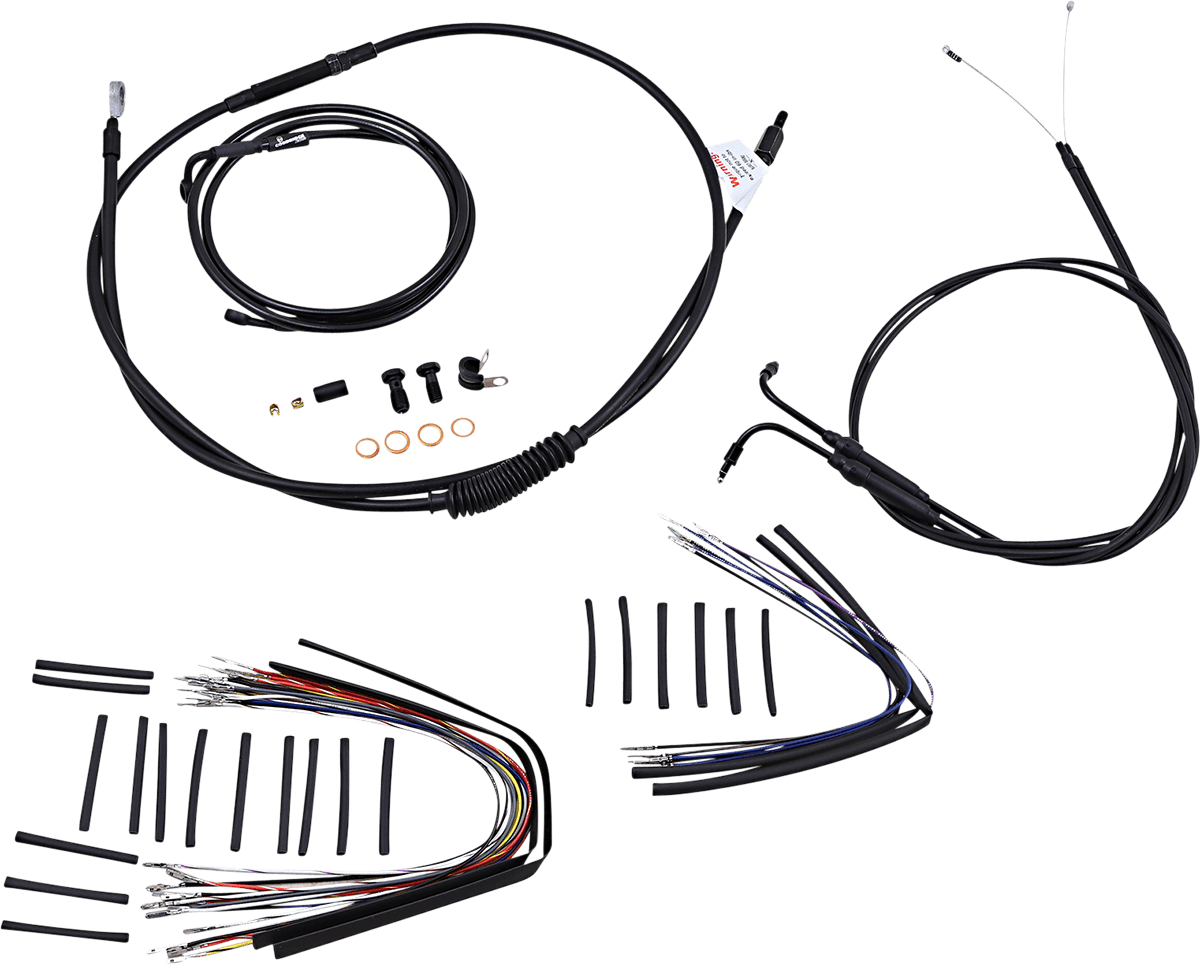 Complete Black Vinyl Handlebar Cable/Line Kit for Ape Hanger Handlebars