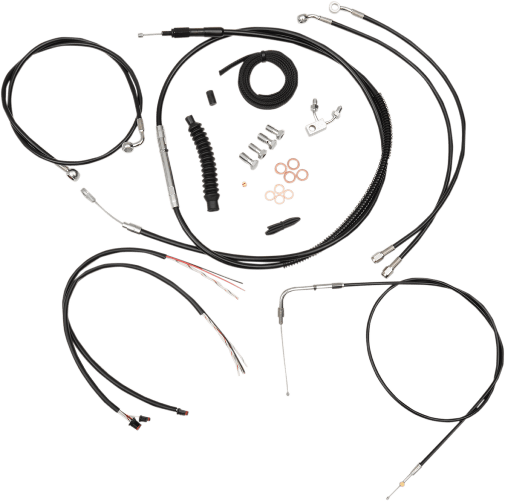 Complete Black Vinyl Braided Handlebar Cable/Brake Line Kit
