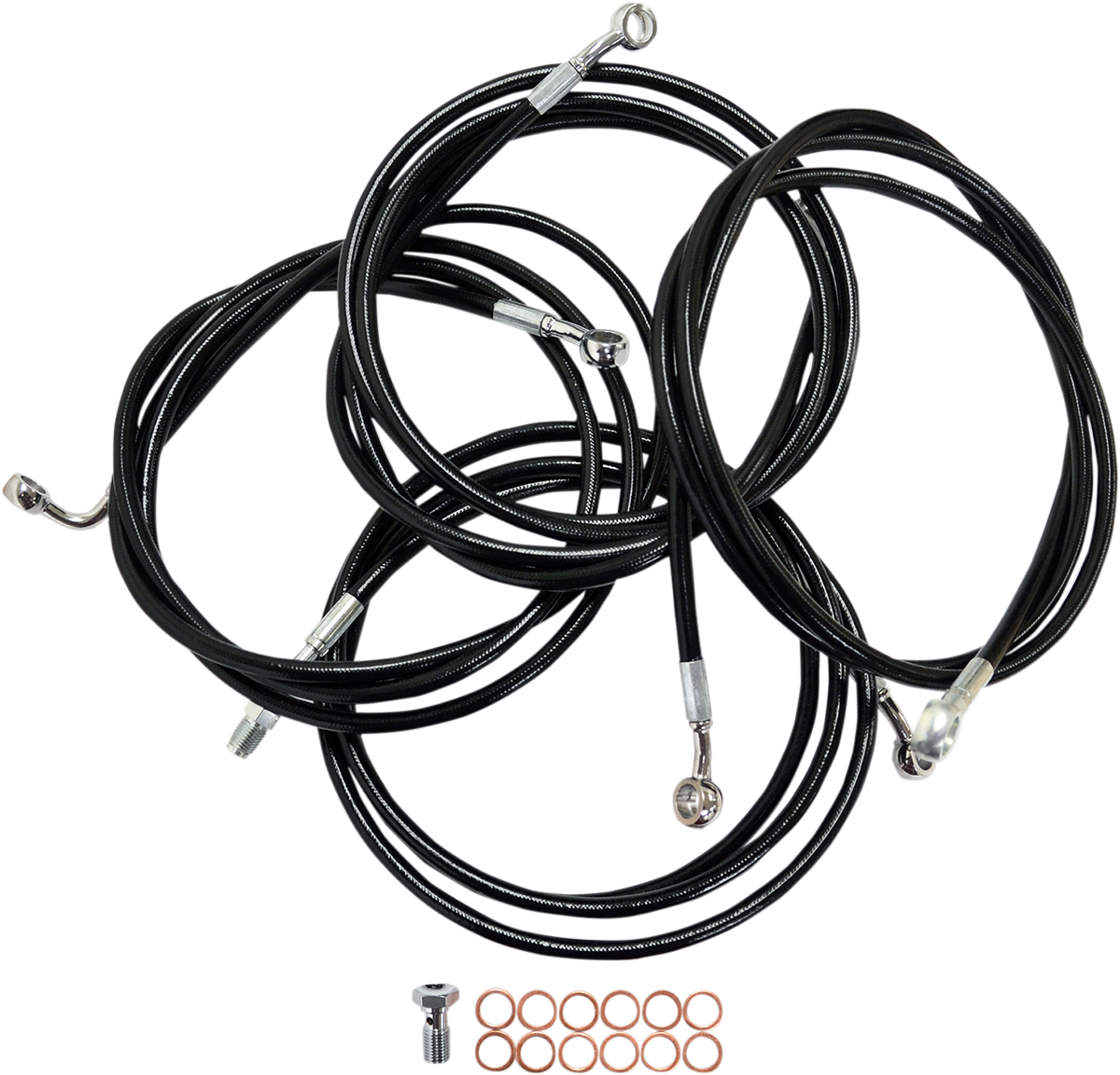 Standard Black Vinyl Braided Handlebar Cable/Brake Line Kit — Ape Hanger