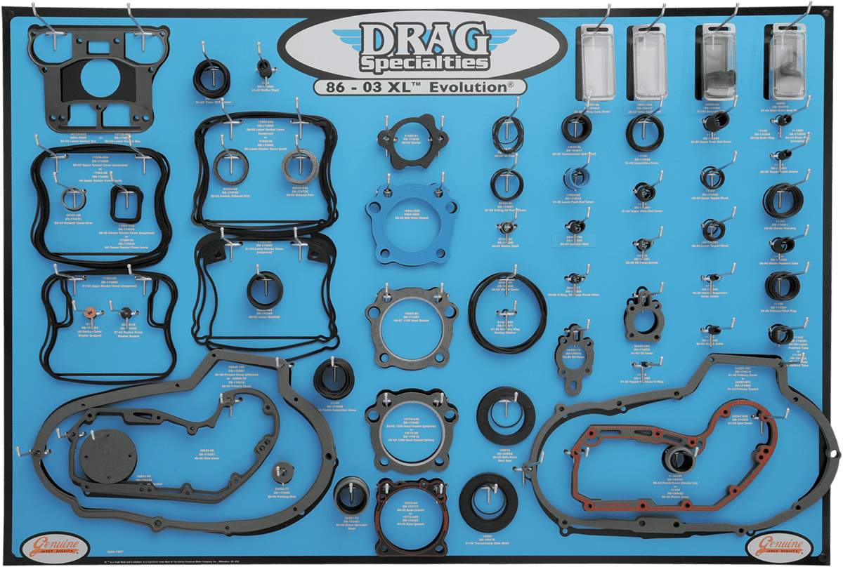 Gasket, Seal and O-Ring Display for 86-03 Xl Evolution Motors