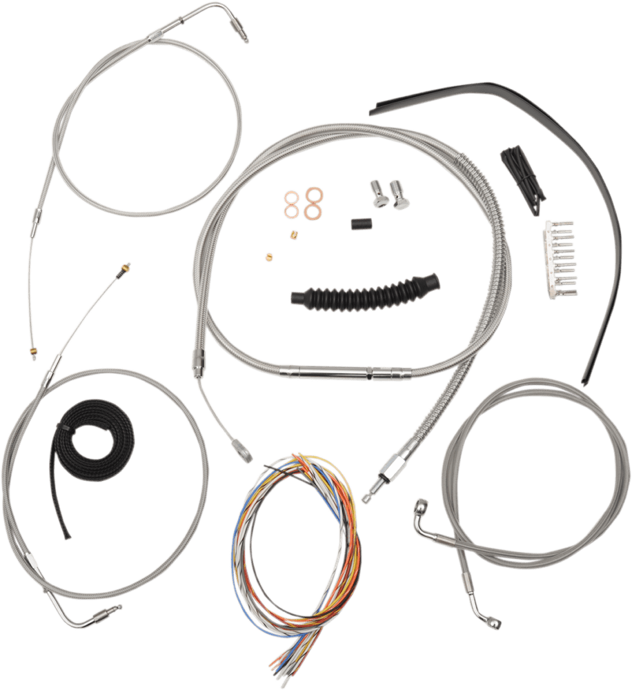 Complete Stainless Braided Handlebar Cable/Brake Line Kit — Cable Kit