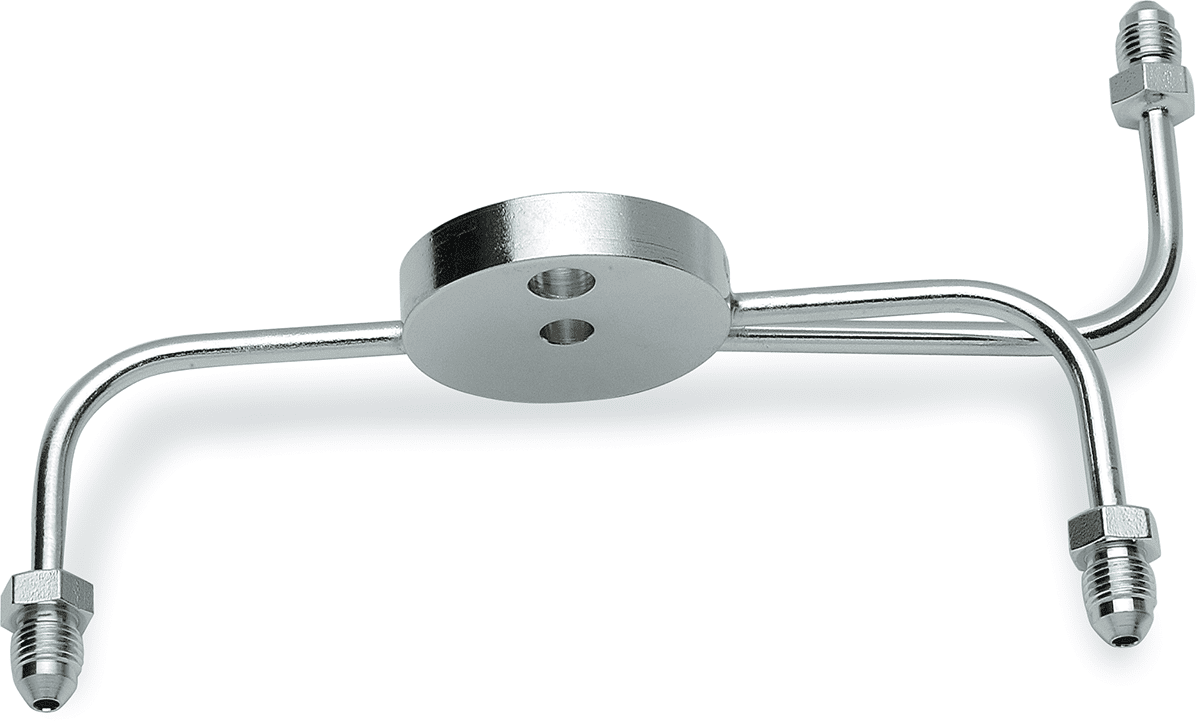 Chrome Steel Front Brake Tee with Fittings for Dual-Disc Applications