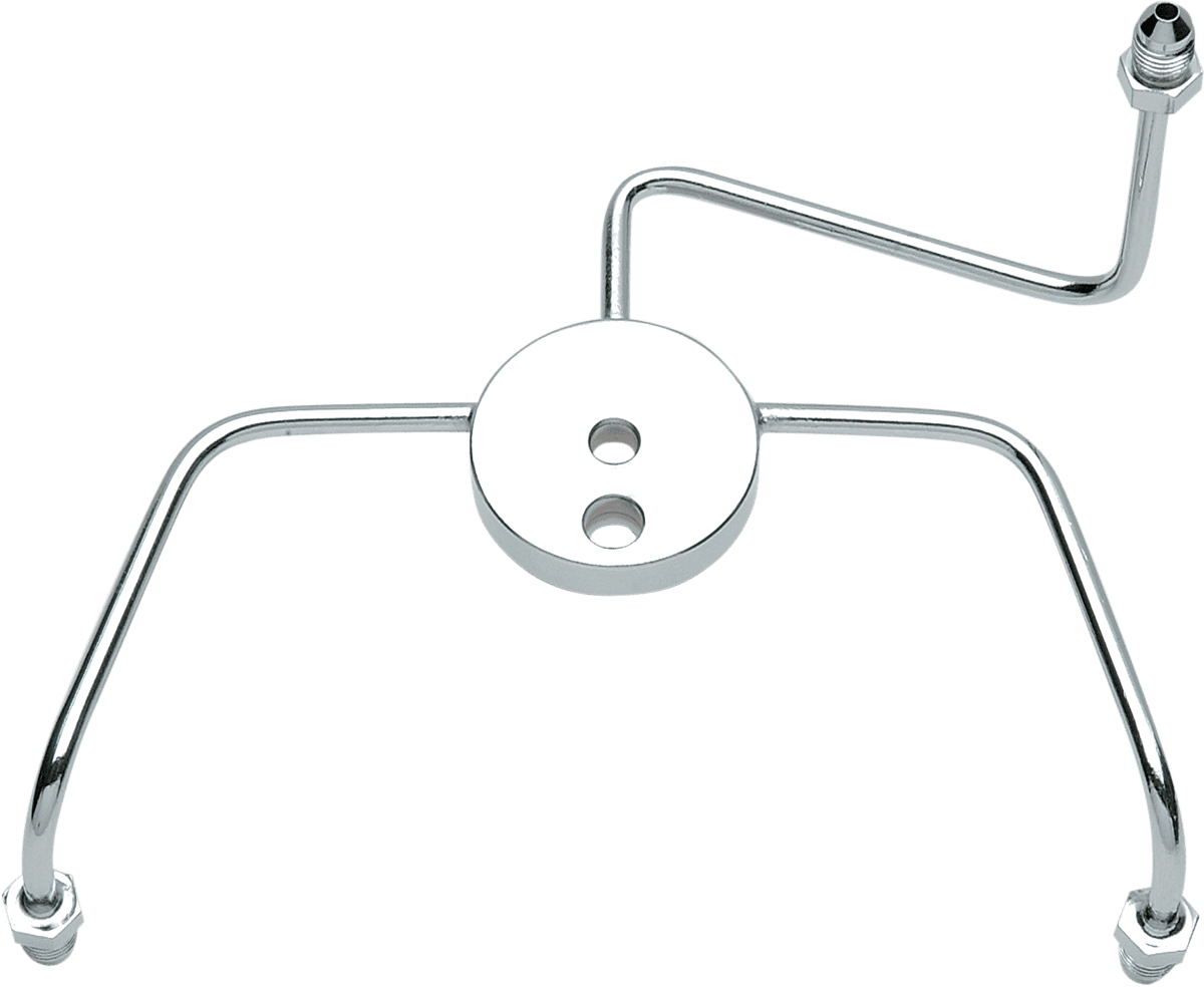 Chrome Steel Front Brake Tee with Fittings for Dual-Disc Applications