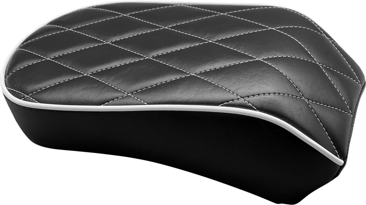 Bare Bones Series Pillion Pad — White Diamond Stitch/Piping