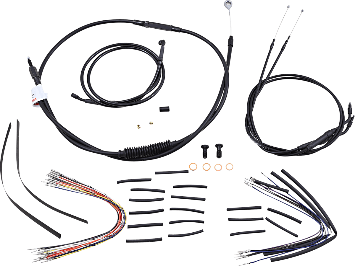 Complete Black Vinyl Handlebar Cable/Line Kit for Ape Hanger Handlebars