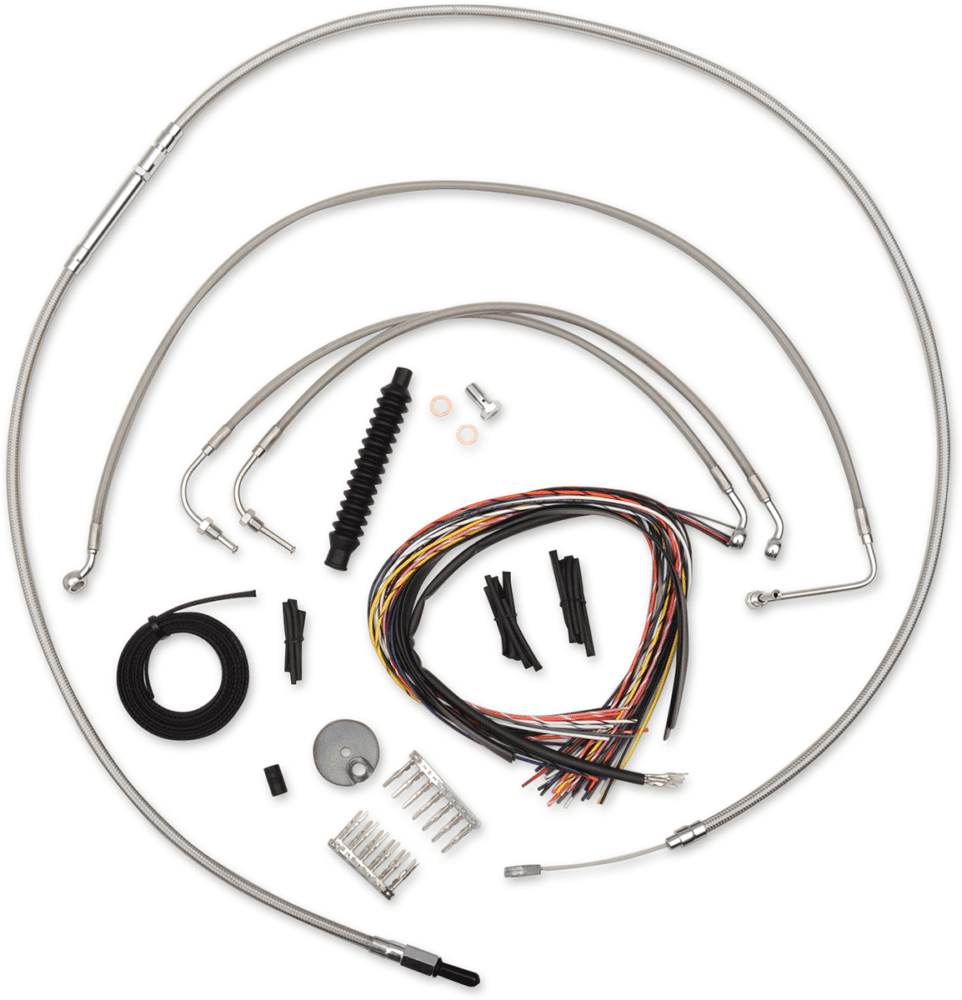 Complete Stainless Braided Handlebar Cable/Brake Line Kit — Cable Kit