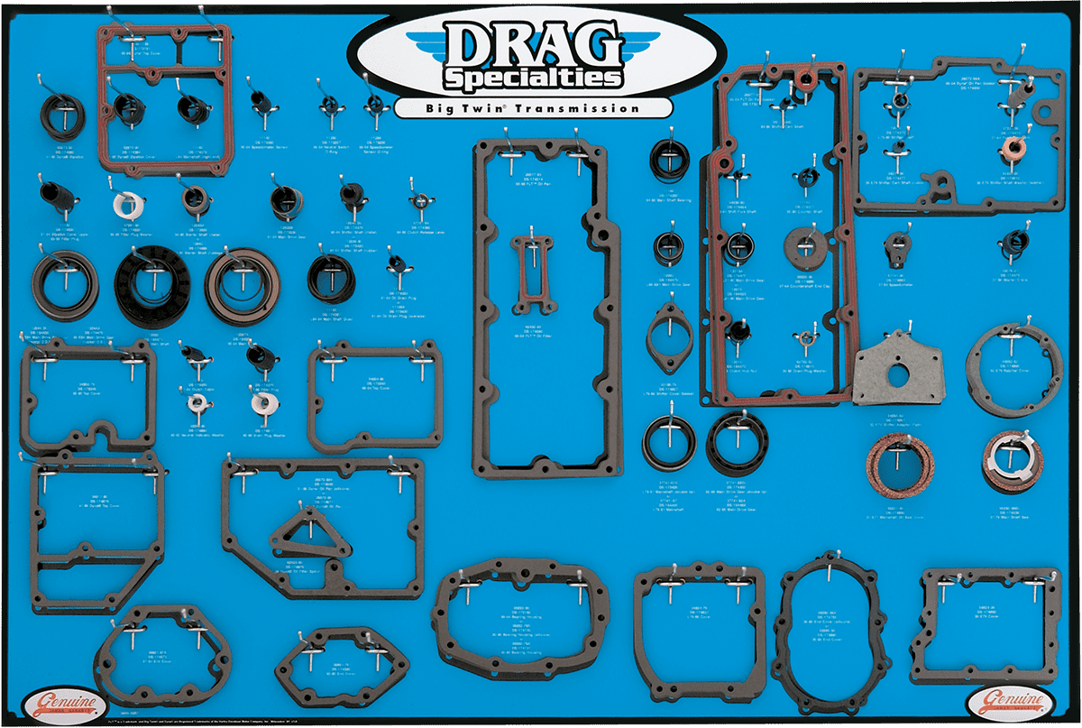 Gasket, Seal and O-Ring Display for Big Twin 5-Speed Transmissions