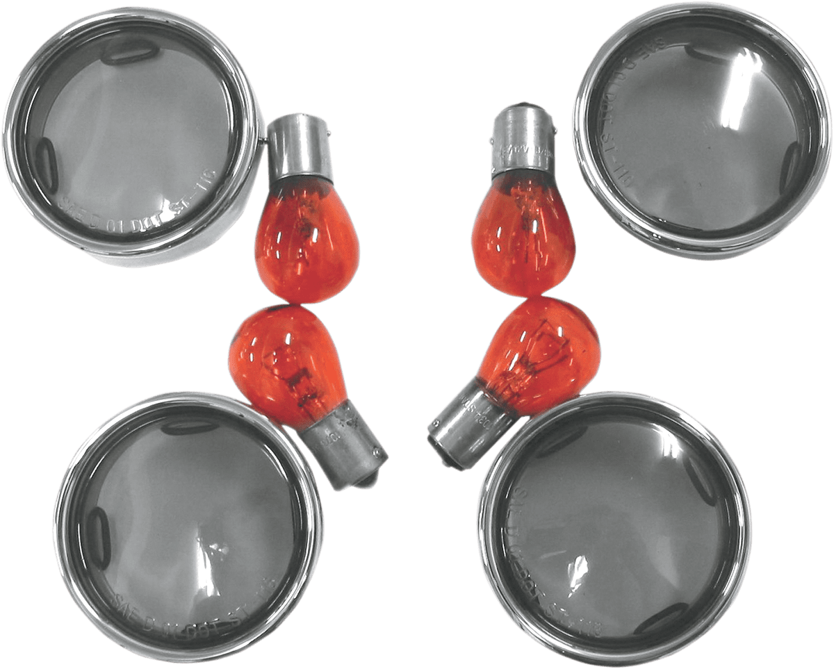 Smoke Turn Signal Lens Kit with Chrome Trim Rings