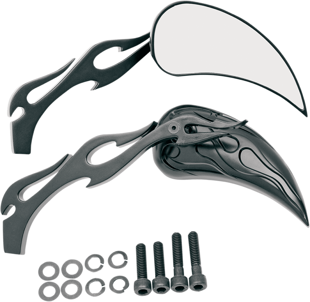 Flame Teardrop Mirrors with Sculptured Stem