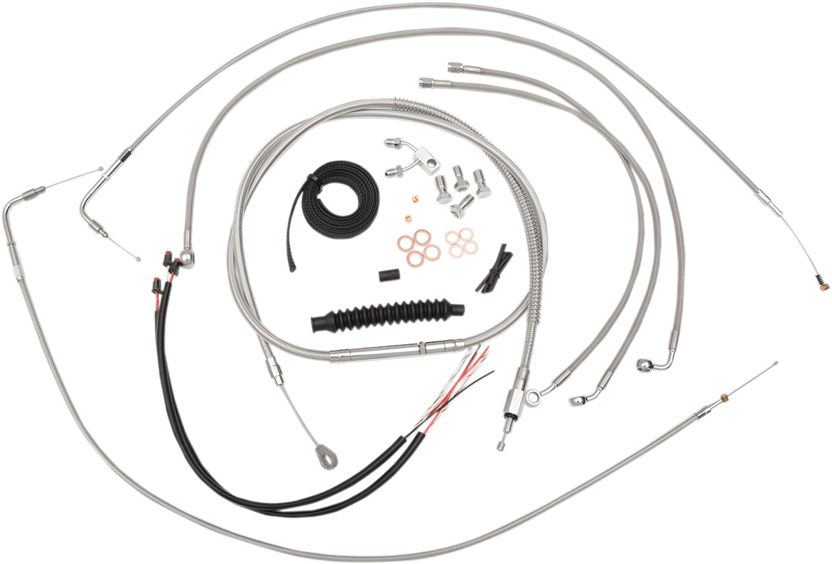 Complete Stainless Braided Handlebar Cable/Brake Line Kit — Cable Kit