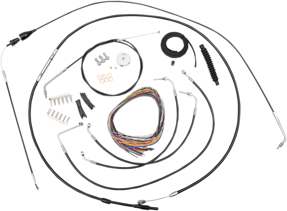 Complete Black Vinyl Braided Handlebar Cable/Brake Line Kit