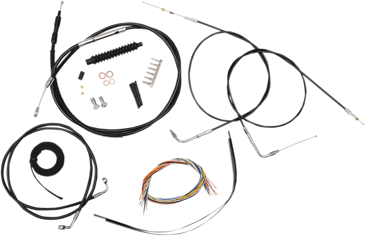 Complete Black Vinyl Braided Handlebar Cable/Brake Line Kit