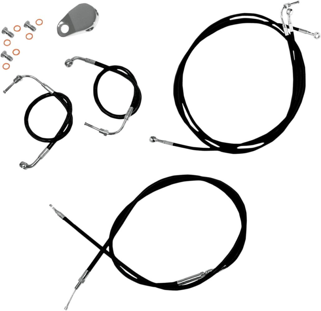 Standard Black Vinyl Braided Handlebar Cable/Brake Line Kit — Ape Hanger