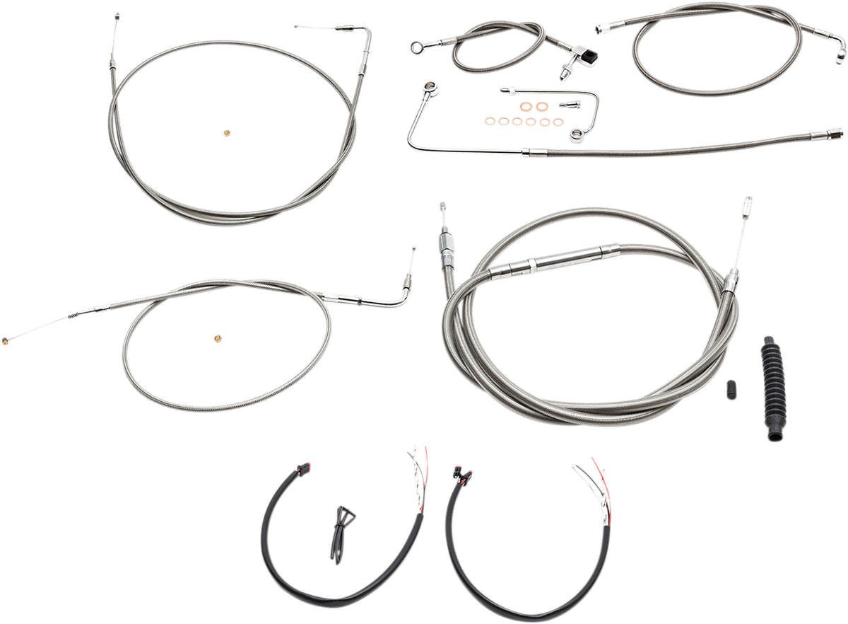 Complete Stainless Braided Handlebar Cable/Brake Line Kit — Cable Kit