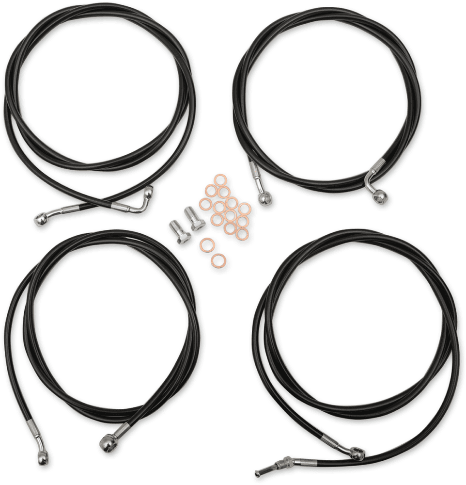 Standard Black Vinyl Braided Handlebar Cable/Brake Line Kit — Ape Hanger