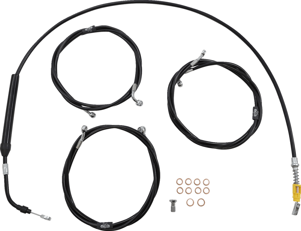 Standard Black Vinyl Braided Handlebar Cable/Brake Line Kit — Ape Hanger