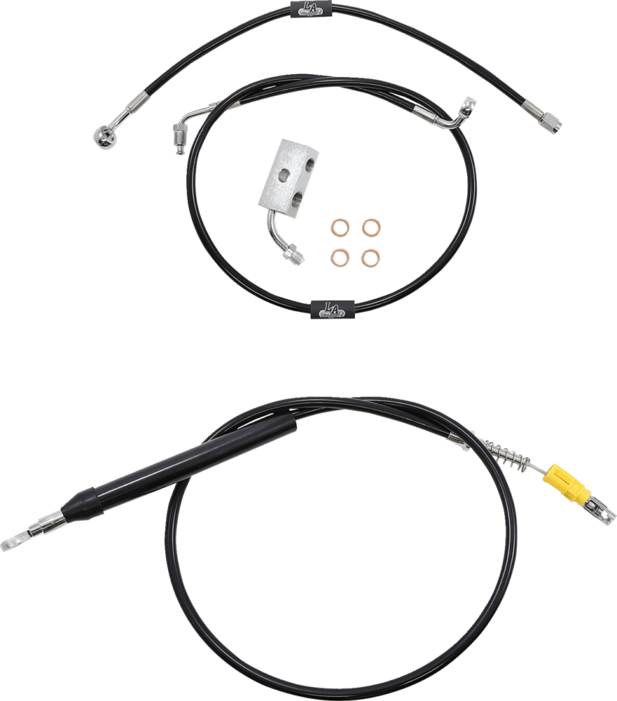 Standard Black Vinyl Braided Handlebar Cable/Brake Line Kit — Ape Hanger