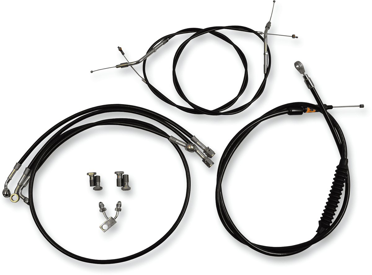 Standard Black Vinyl Braided Handlebar Cable/Brake Line Kit — Ape Hanger