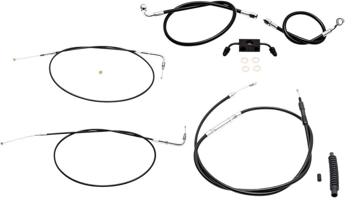 Standard Black Vinyl Braided Handlebar Cable/Brake Line Kit — Ape Hanger