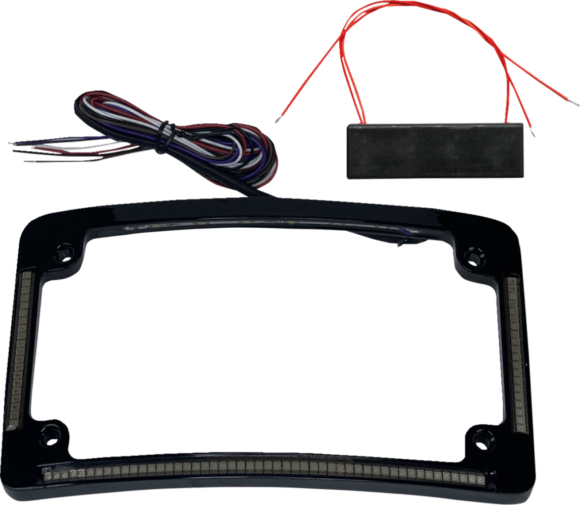Radius License Plate Frame with Auxiliary Red LEDs and Tag Illumination