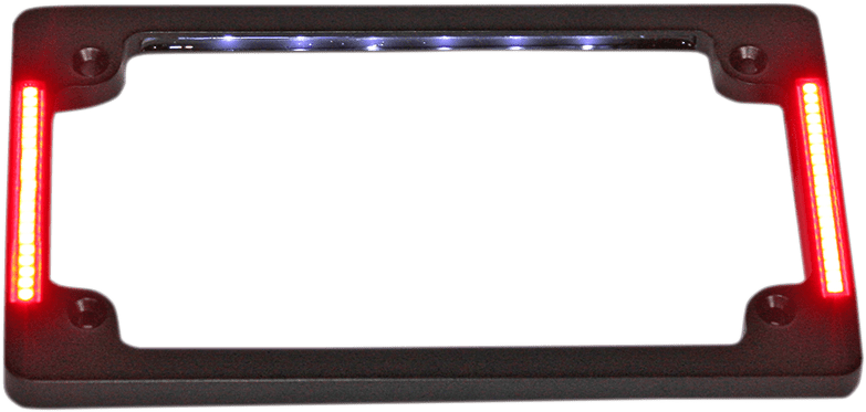 Tri-Horizontal Motorcycle Plate Frame with Flush-Mount LEDs and LED Plate Illumination