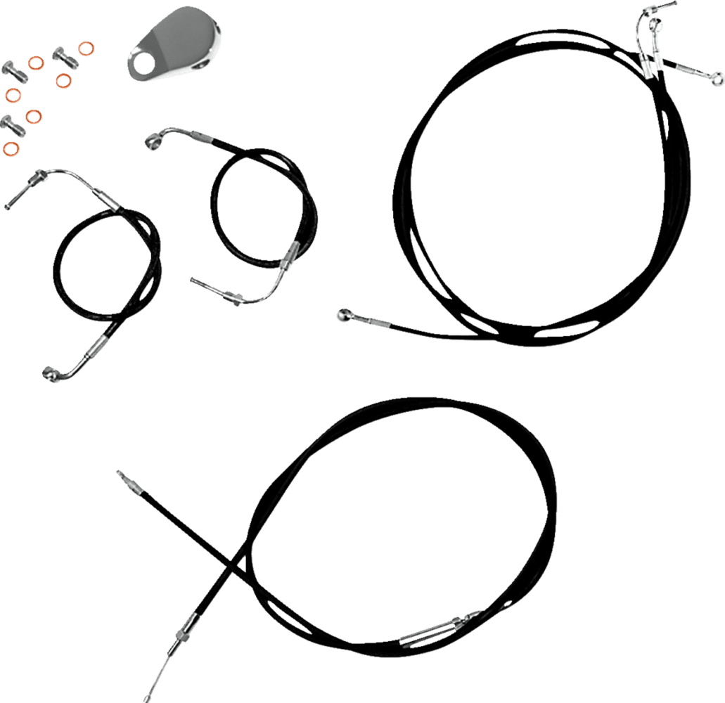 Standard Black Vinyl Braided Handlebar Cable/Brake Line Kit — Ape Hanger