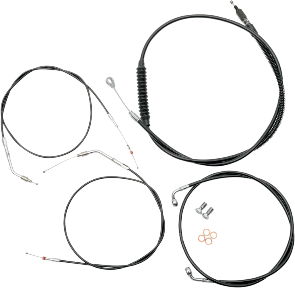 Standard Black Vinyl Braided Handlebar Cable/Brake Line Kit — Ape Hanger