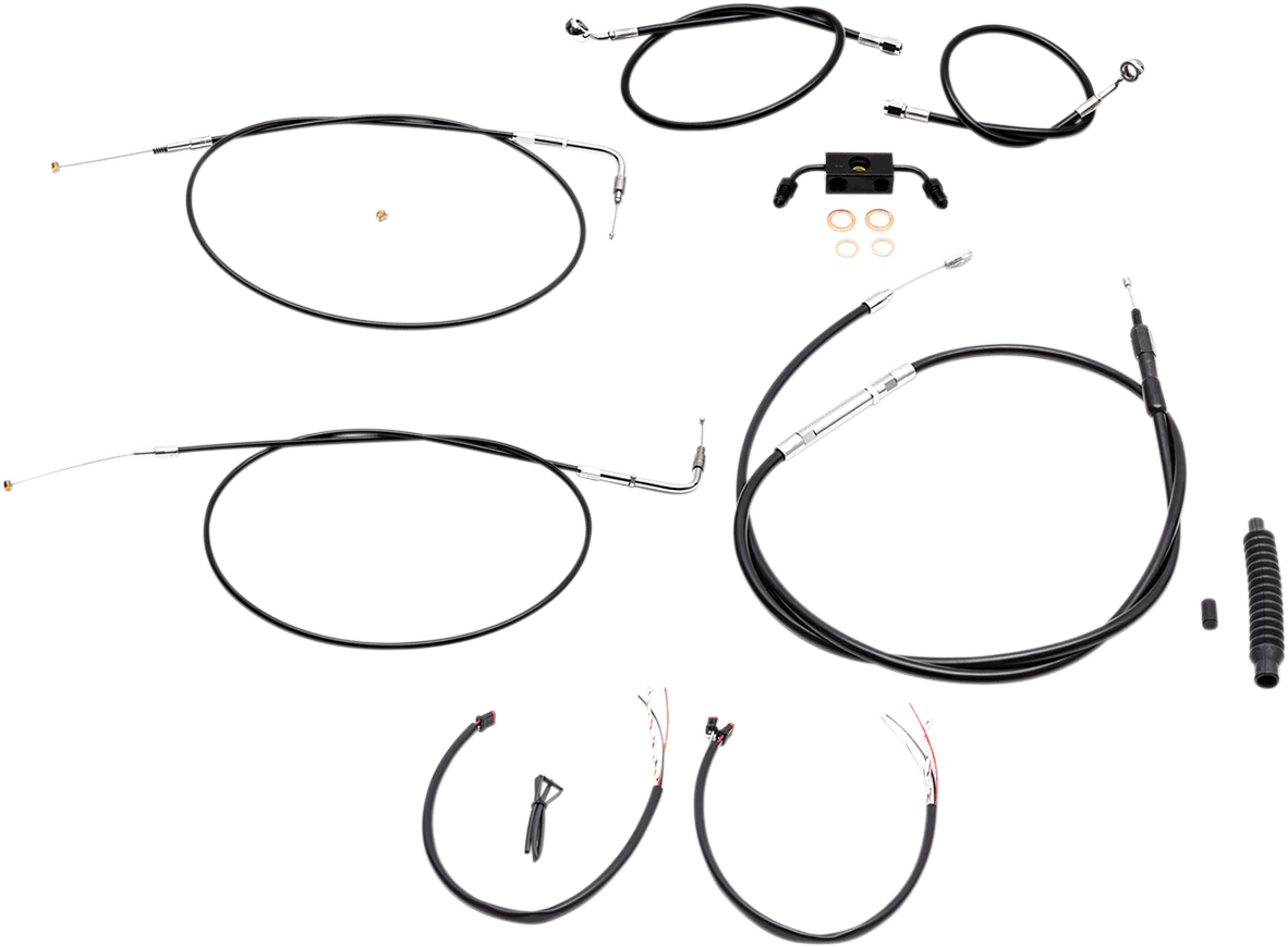 Complete Black Vinyl Braided Handlebar Cable/Brake Line Kit