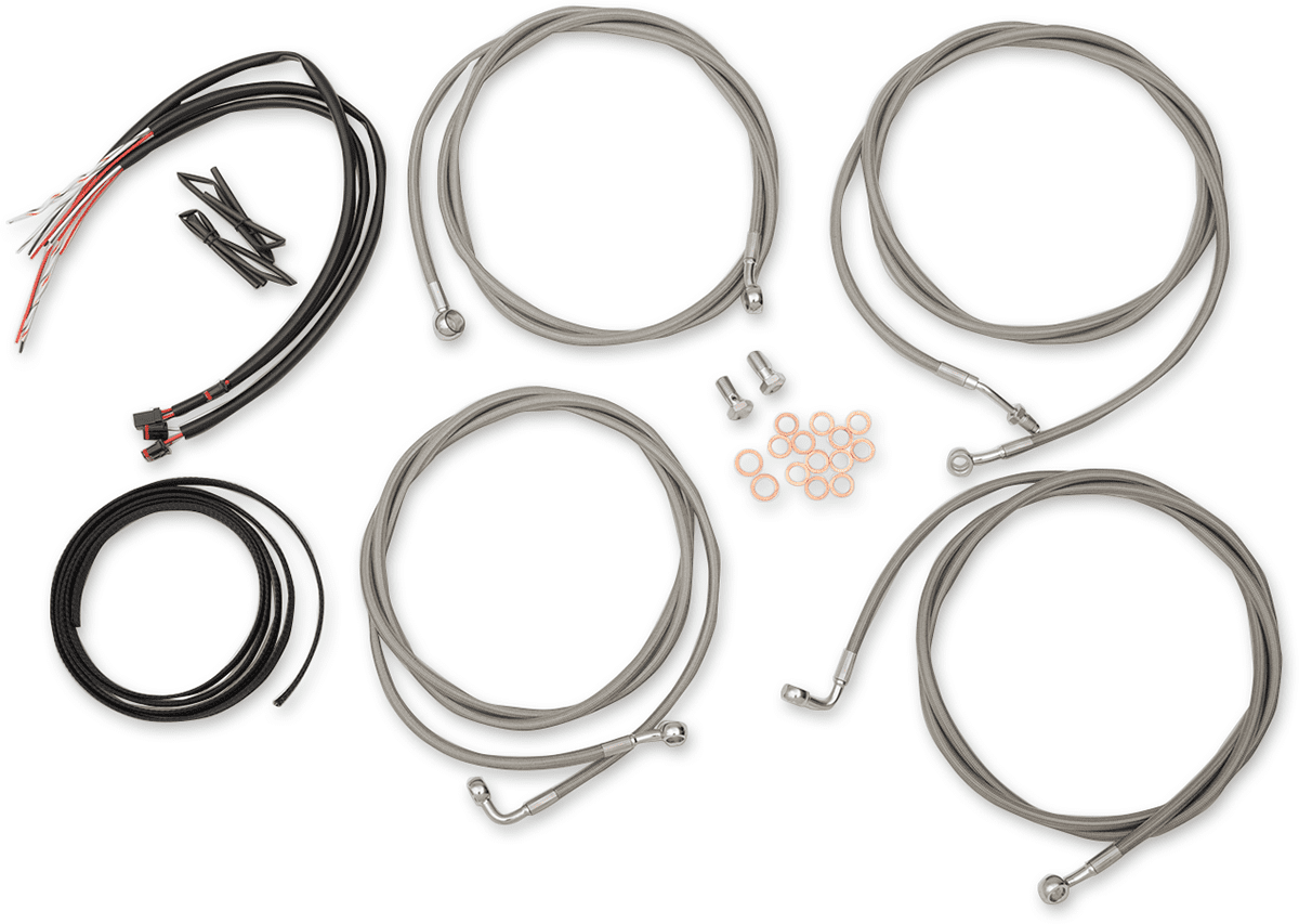 Complete Stainless Braided Handlebar Cable/Brake Line Kit — Cable Kit