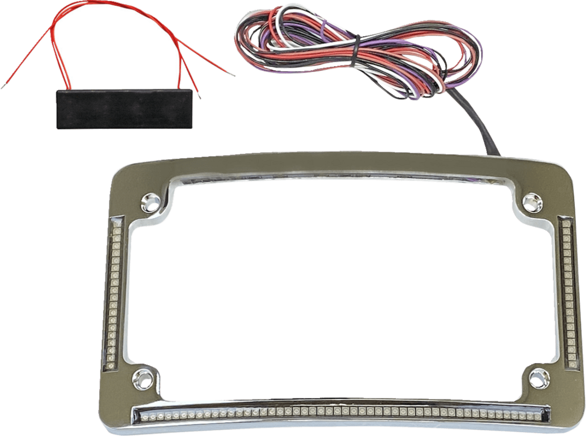 Radius License Plate Frame with Auxiliary Red LEDs and Tag Illumination