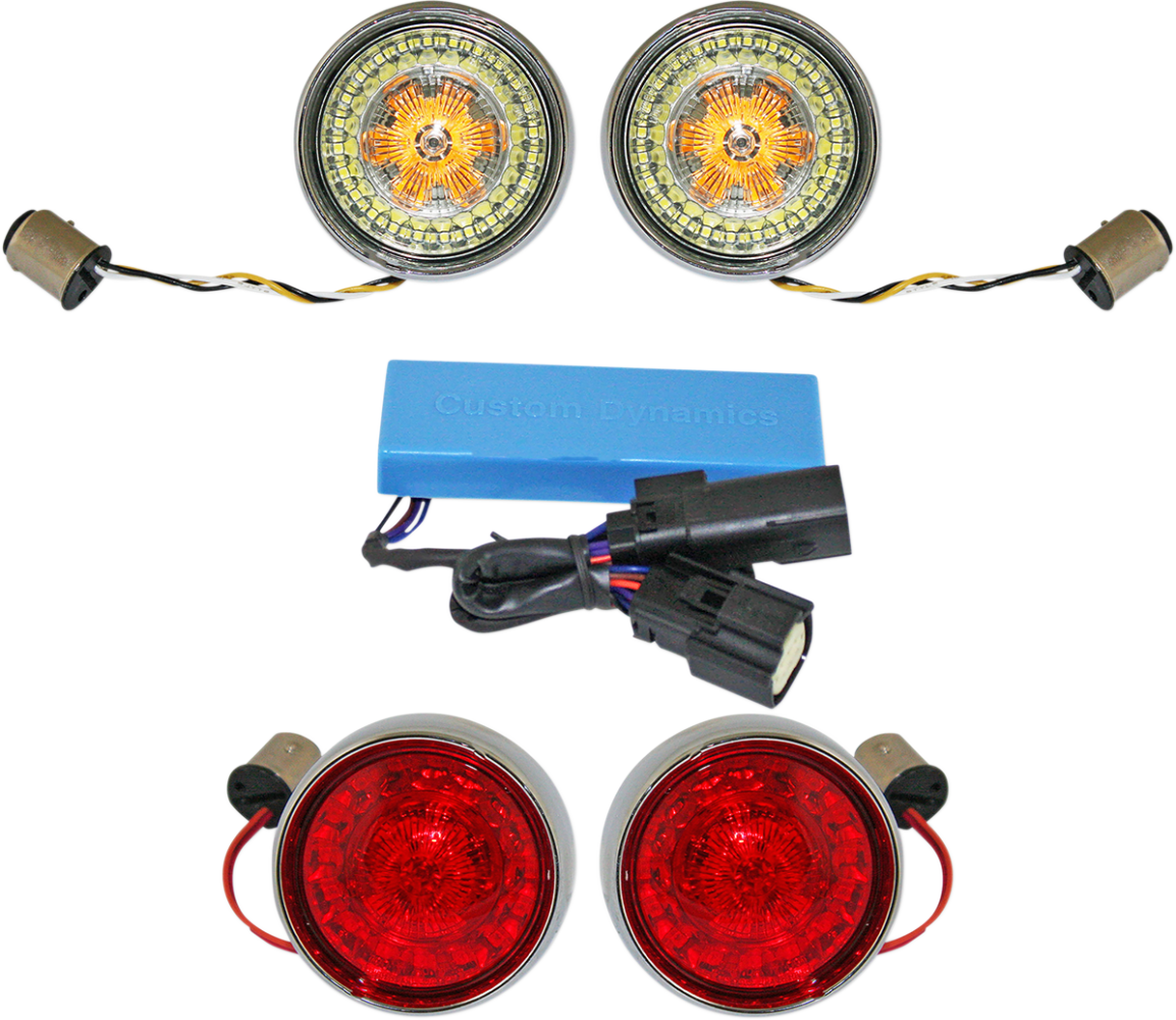 Complete Front & Rear Turn Signal Conversion Kit with Bullet Bezel Lenses