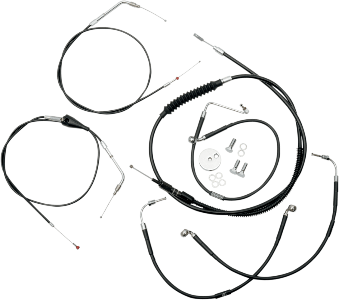 Standard Black Vinyl Braided Handlebar Cable/Brake Line Kit — Ape Hanger