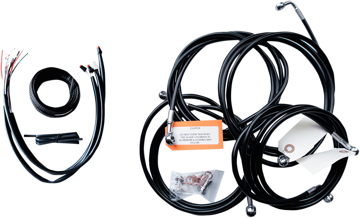 Complete Black Vinyl Braided Handlebar Cable/Brake Line Kit
