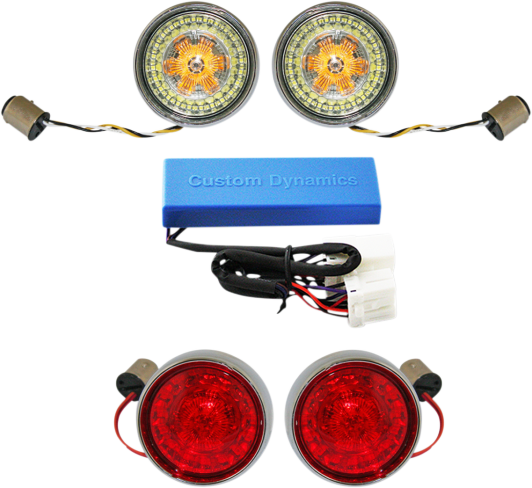 Complete Front & Rear Turn Signal Conversion Kit with Bullet Bezel Lenses