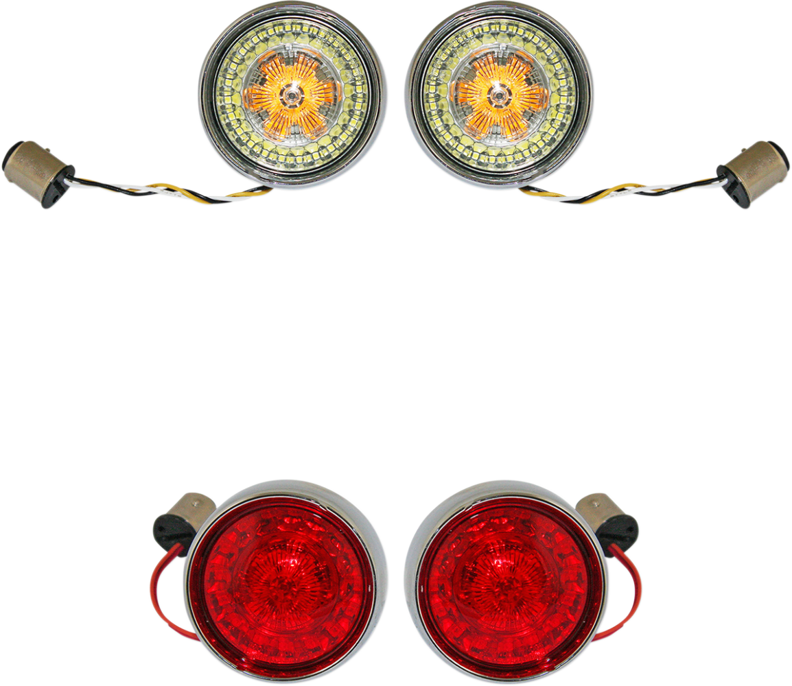 Complete Front & Rear Turn Signal Conversion Kit with Bullet Bezel Lenses