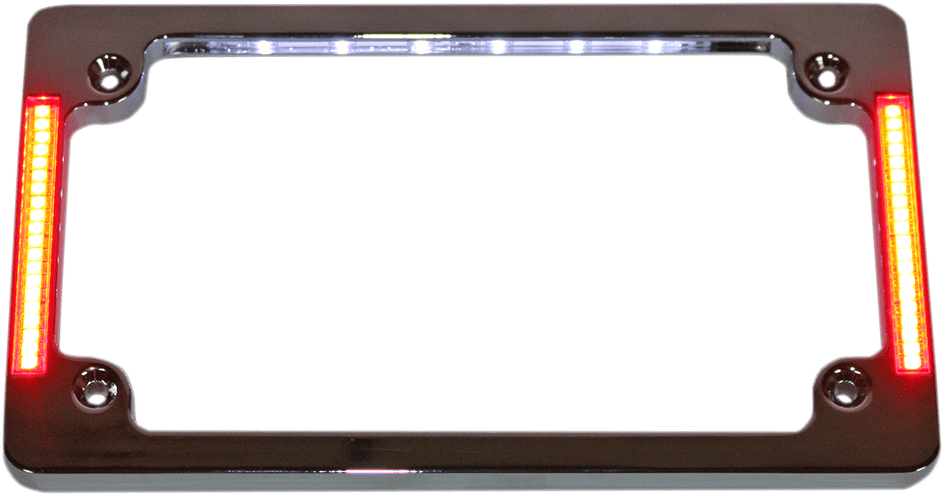 Tri-Horizontal Motorcycle Plate Frame with Flush-Mount LEDs and LED Plate Illumination