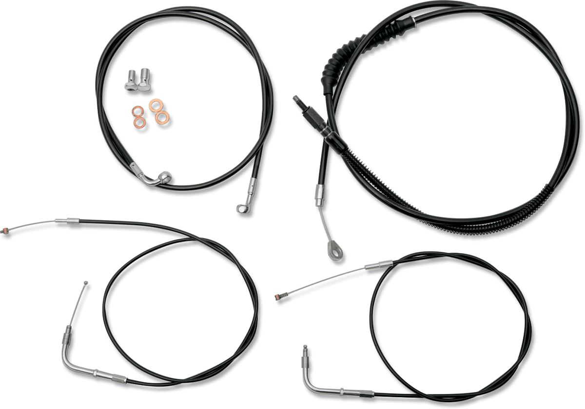 Standard Black Vinyl Braided Handlebar Cable/Brake Line Kit — Ape Hanger