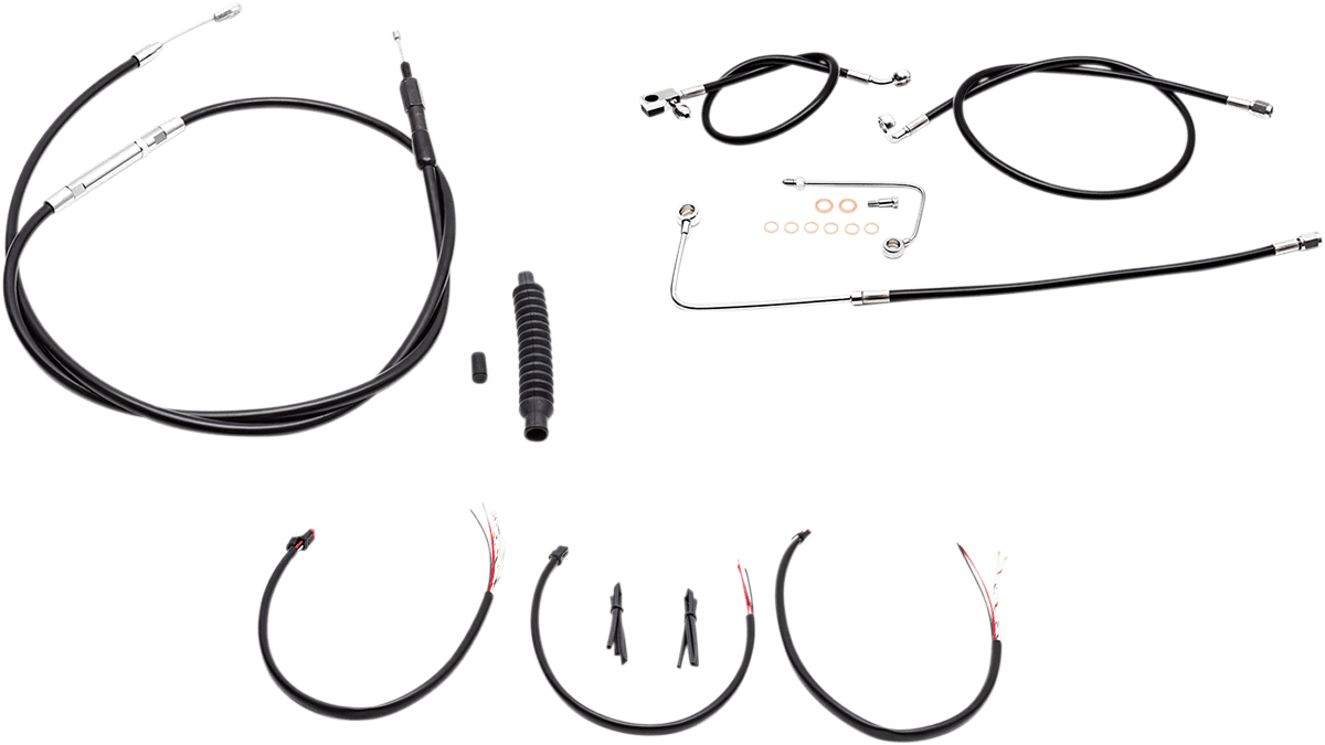 Complete Black Vinyl Braided Handlebar Cable/Brake Line Kit