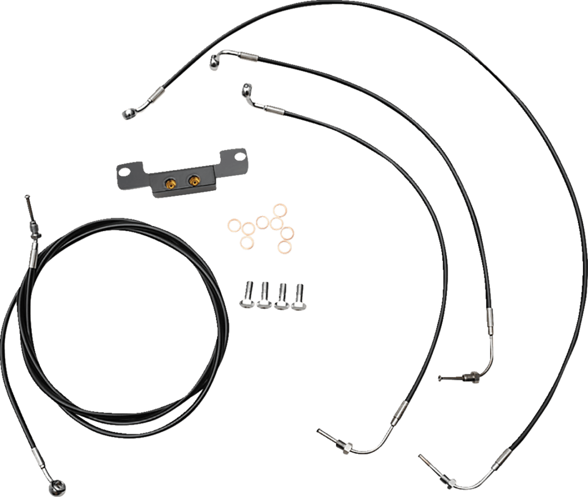 Standard Black Vinyl Braided Handlebar Cable/Brake Line Kit — Ape Hanger