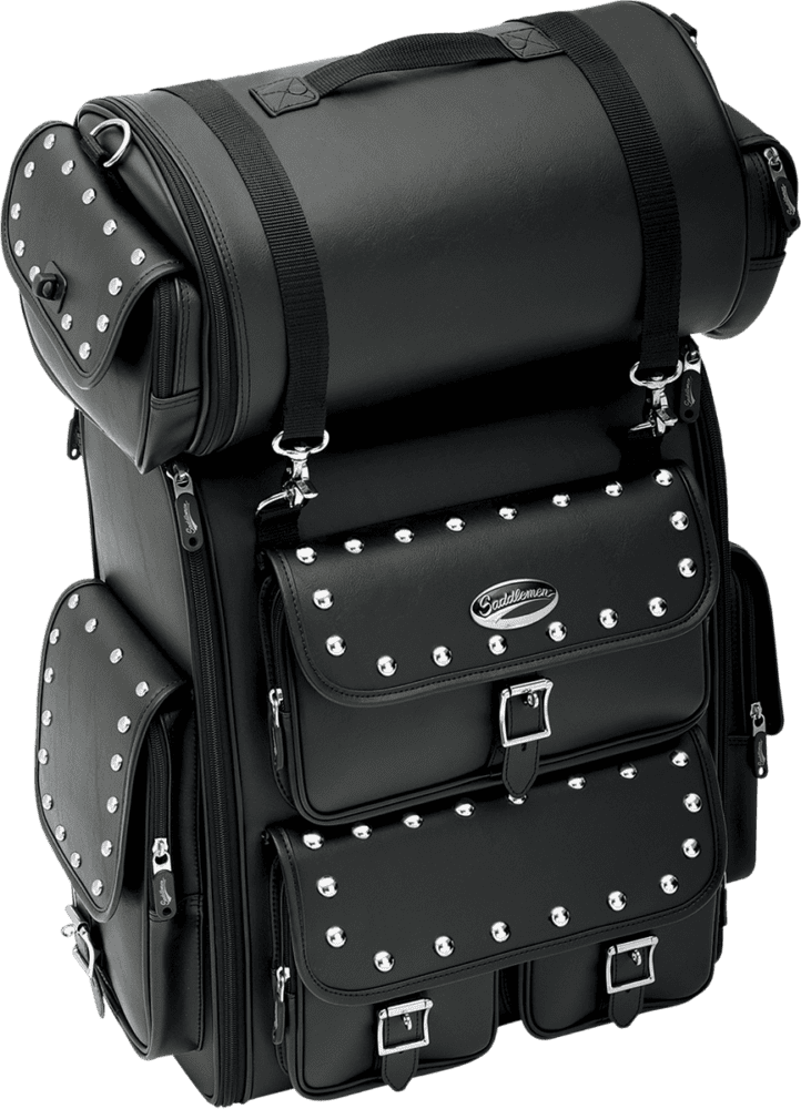EX2200S Sissy Bar Bag with Studded Roll Bag