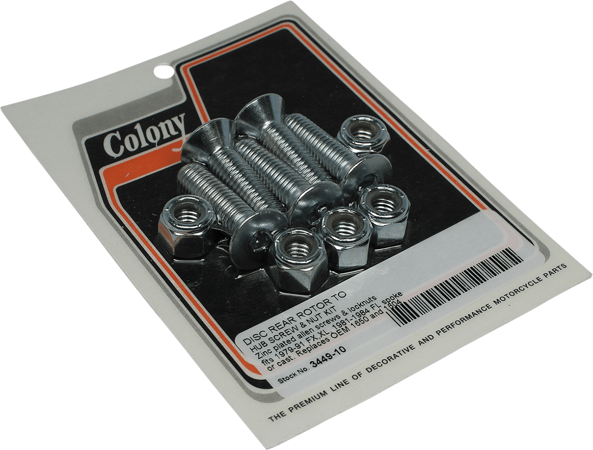 Disc Rear Rotor to Hub Screw and Nut Kit