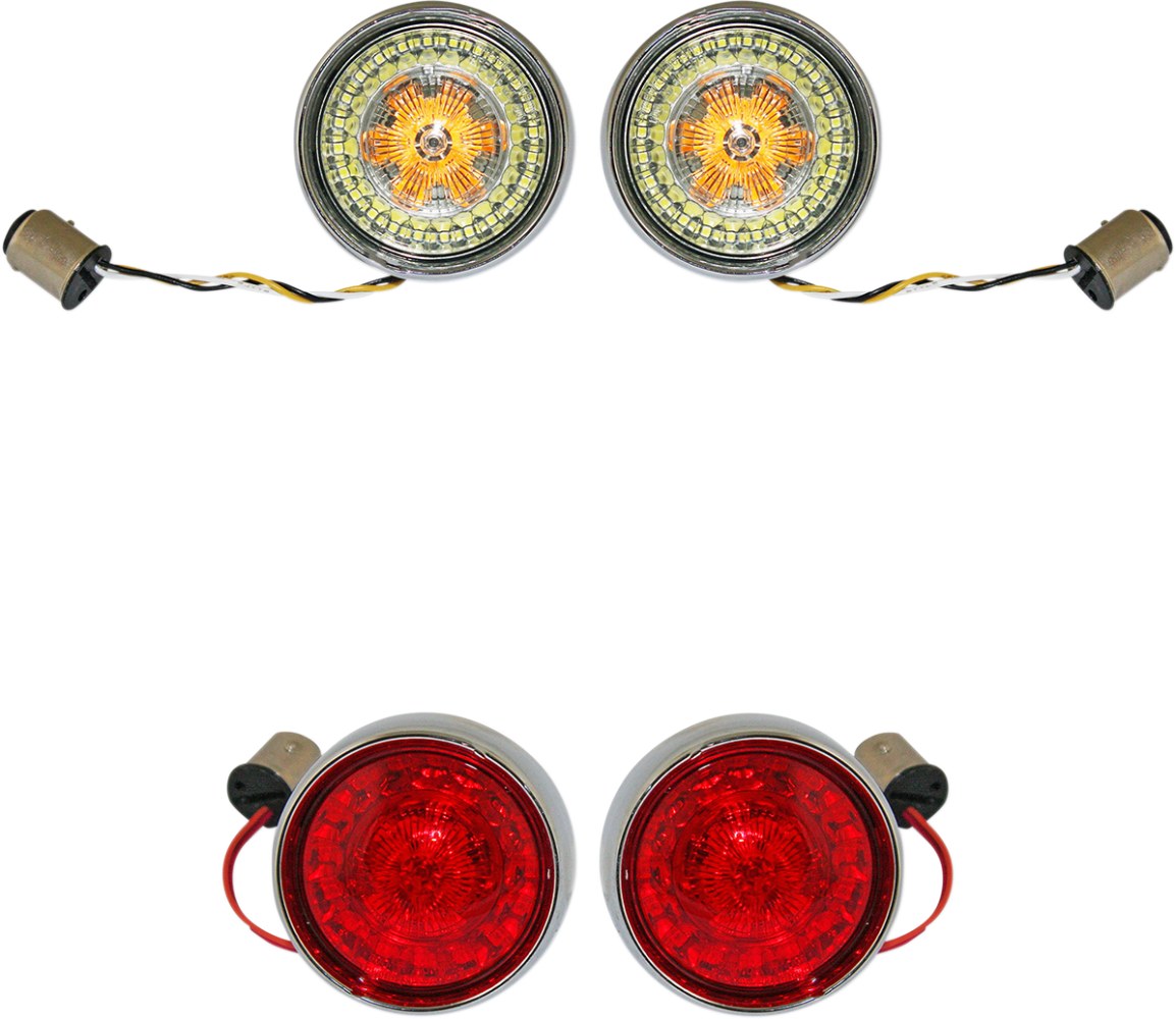 Complete Front & Rear Turn Signal Conversion Kit with Bullet Bezel Lenses